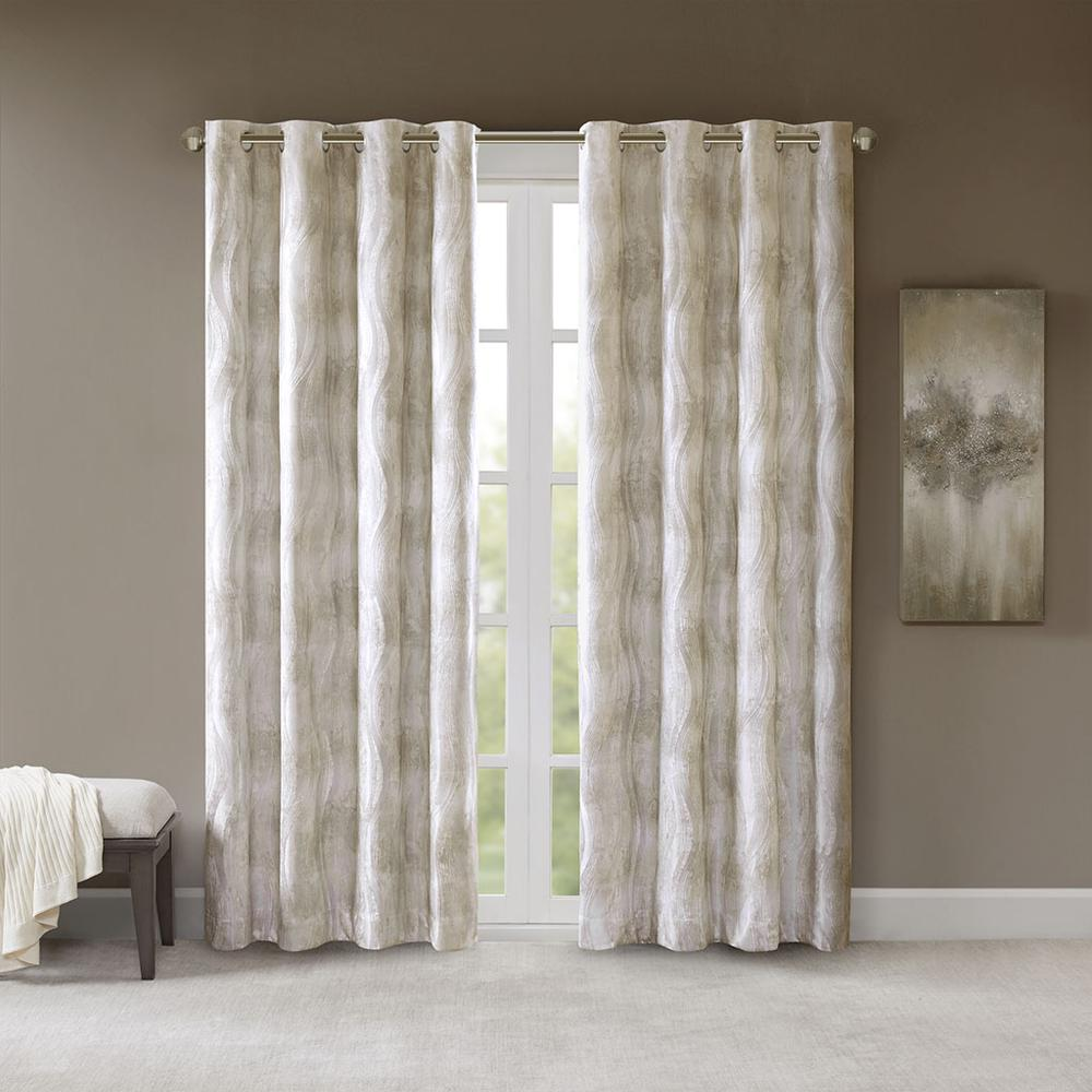 Ivory - Modern Chic Jacquard Total Blackout Curtain Panel (95")