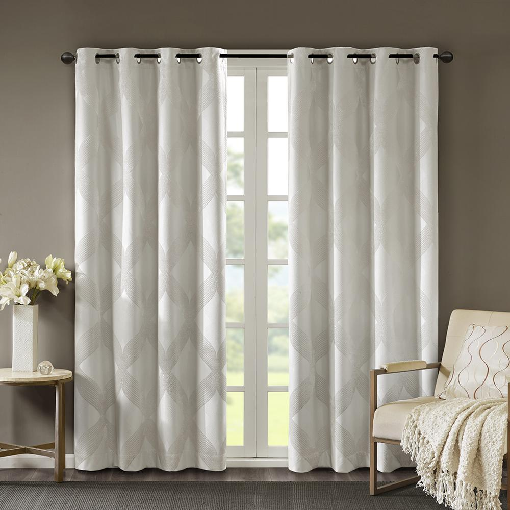 Ivory - Luxurious Ogee Jacquard Blackout Curtain Panel (108")