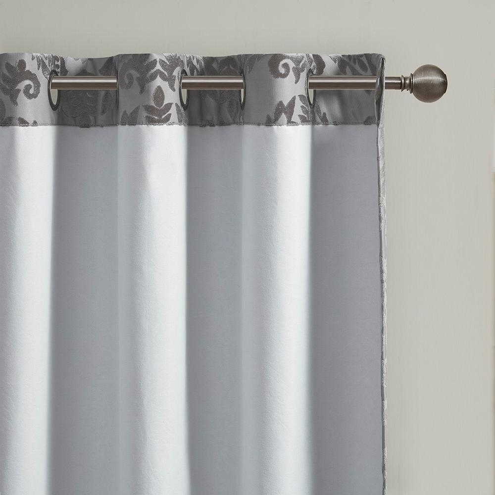Grey - Prestige Jacquard Paisley Design Total Blackout Curtain Panel (84")
