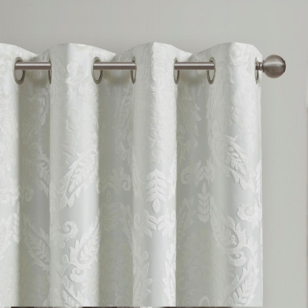 White - Prestige Jacquard Paisley Design Total Blackout Curtain Panel (95")