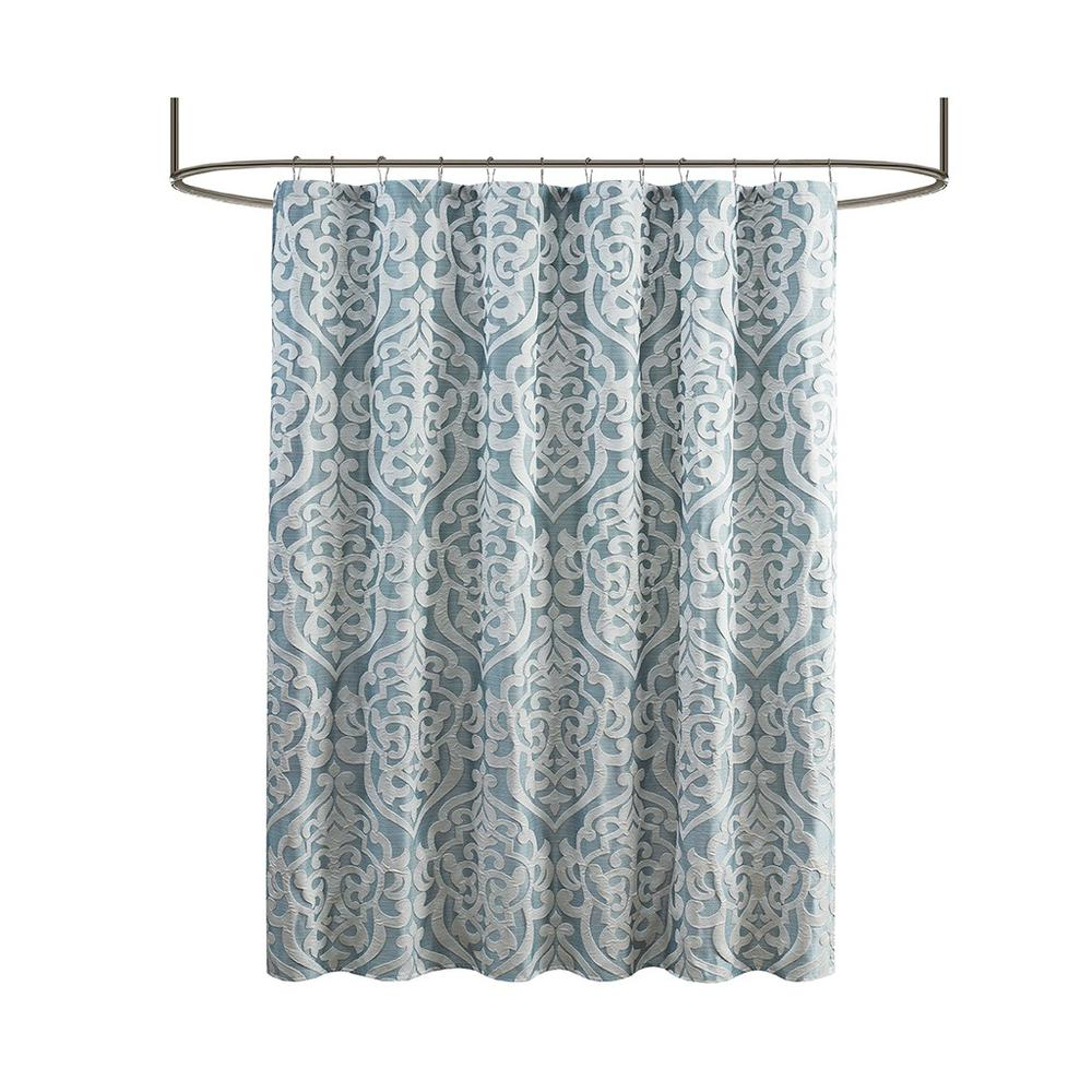 Aqua - Lavish Medallion Design Jacquard Shower Curtain (72"x72")