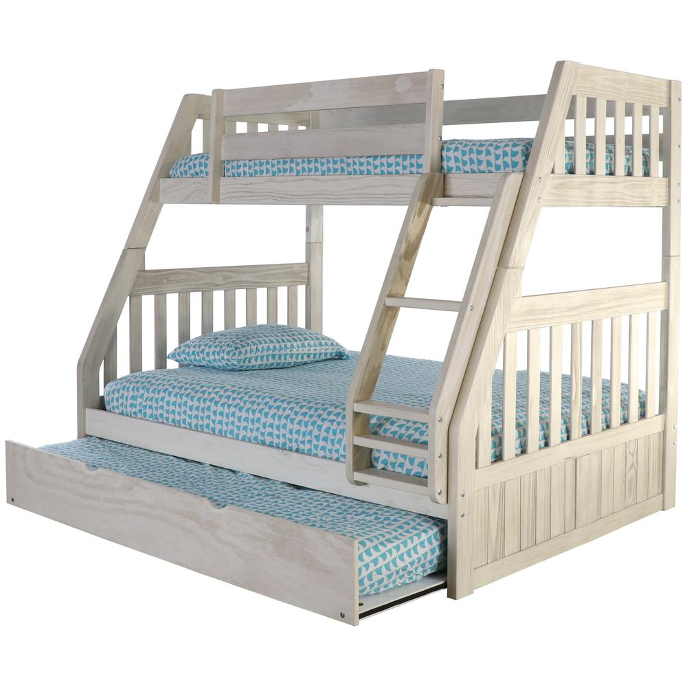 Twin/Full - Modern Ash Bunk with Twin/Full Bunk Bed With Twin Trundle