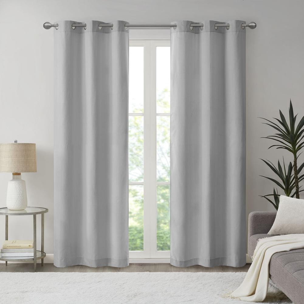 Grey - Modern Weave Design Room Darkening Curtain Panel Pair (84")