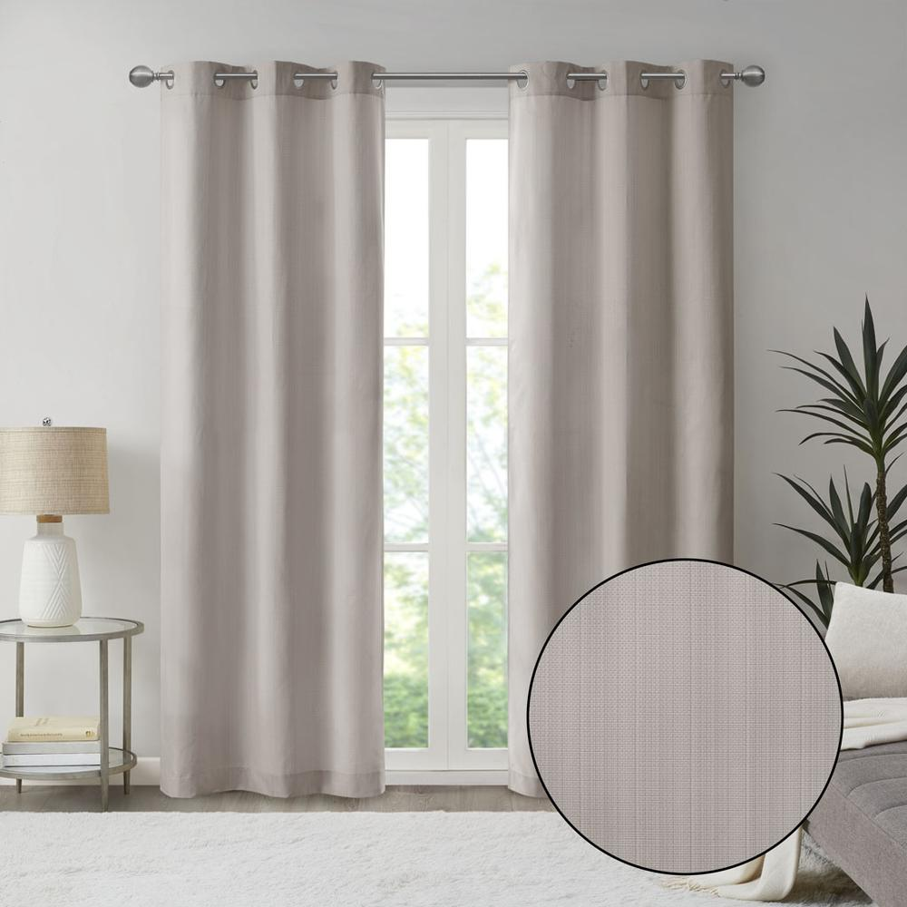 Beige - Modern Weave Design Room Darkening Curtain Panel Pair (84")