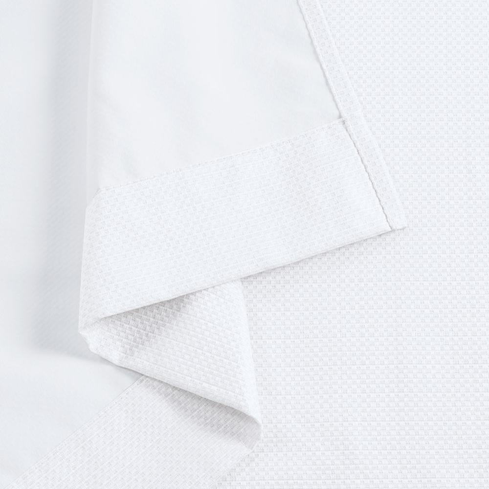 White - Modern Weave Design Room Darkening Curtain Panel Pair (84")