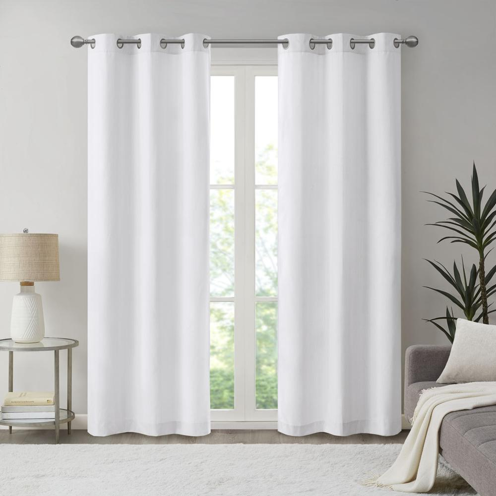 White - Modern Weave Design Room Darkening Curtain Panel Pair (84")