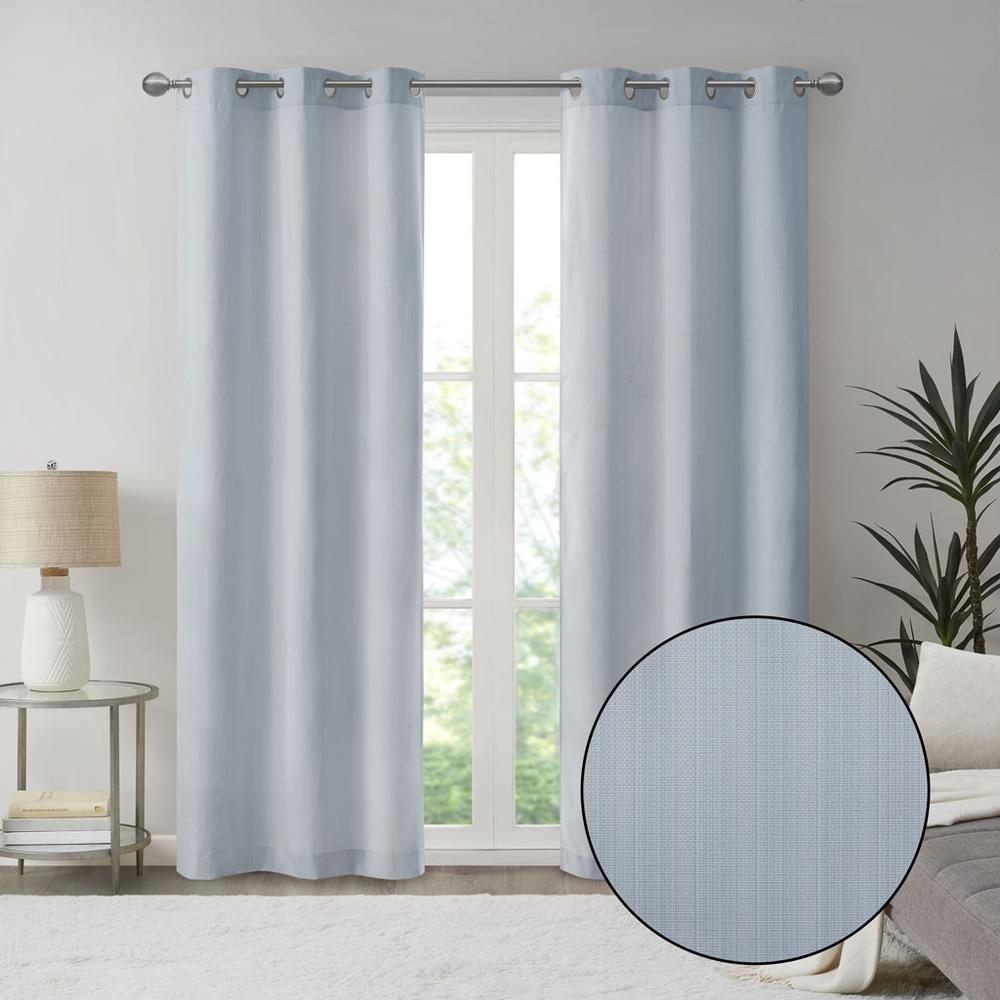 Blue - Modern Weave Design Room Darkening Curtain Panel Pair (84")