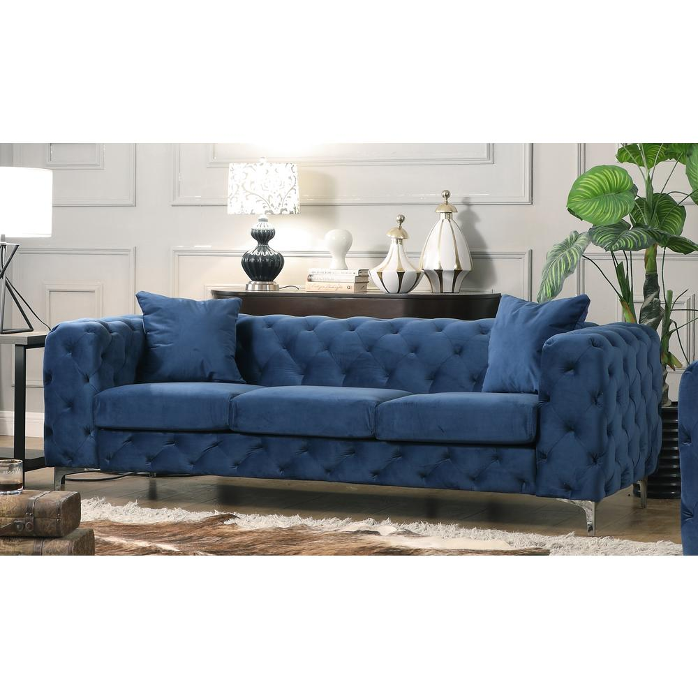 Blue - Timeless Tufted Style Sofa Set (2 Pc)