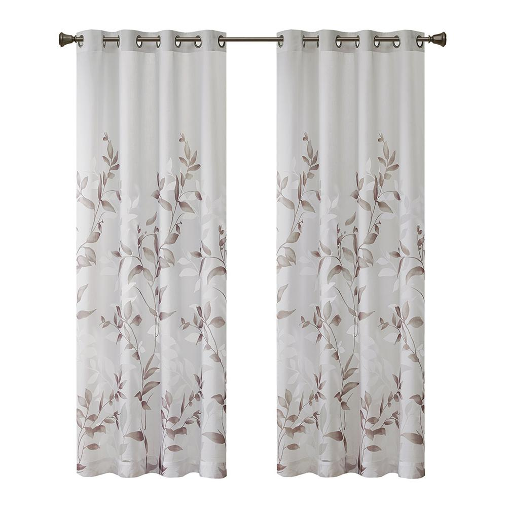 Mauve/Lavender - Modern Botanical Design Curtain Panel (84")