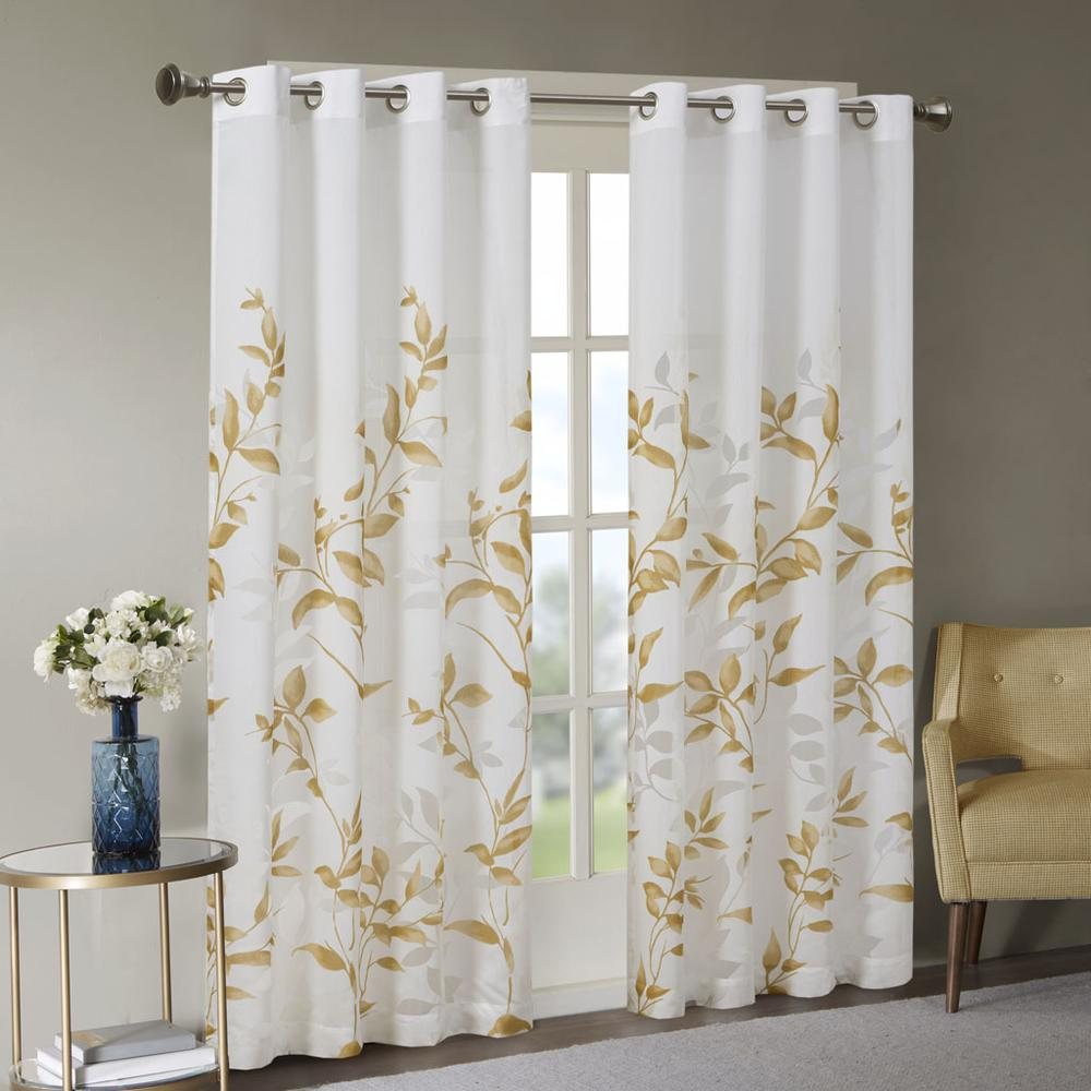 Yellow - Modern Botanical Design Curtain Panel (84")