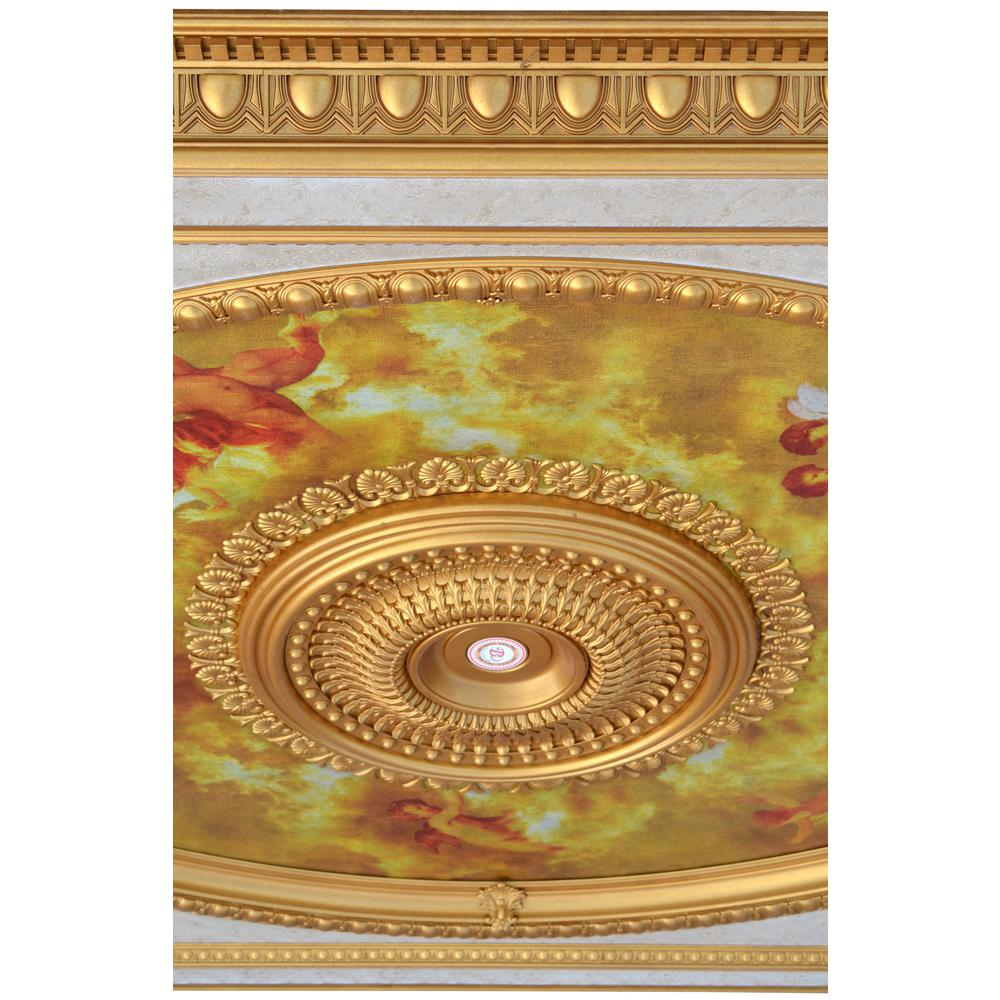 Gold & White - Timelessly Elegant  Rectangular Chandelier Ceiling Medallion (95" Diameter)