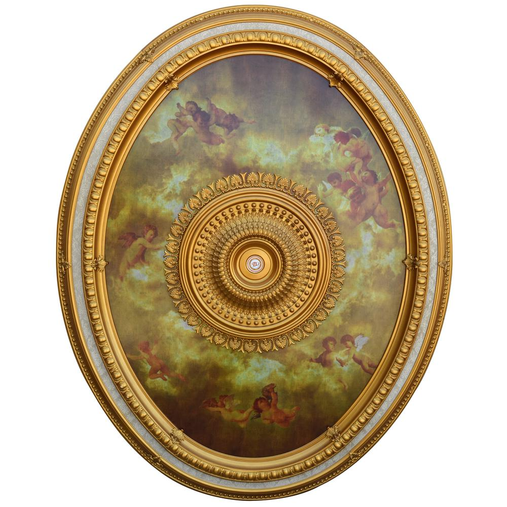 Timelessly Elegant Gold Tone Oval Chandelier Ceiling Medallion (73" Diameter)