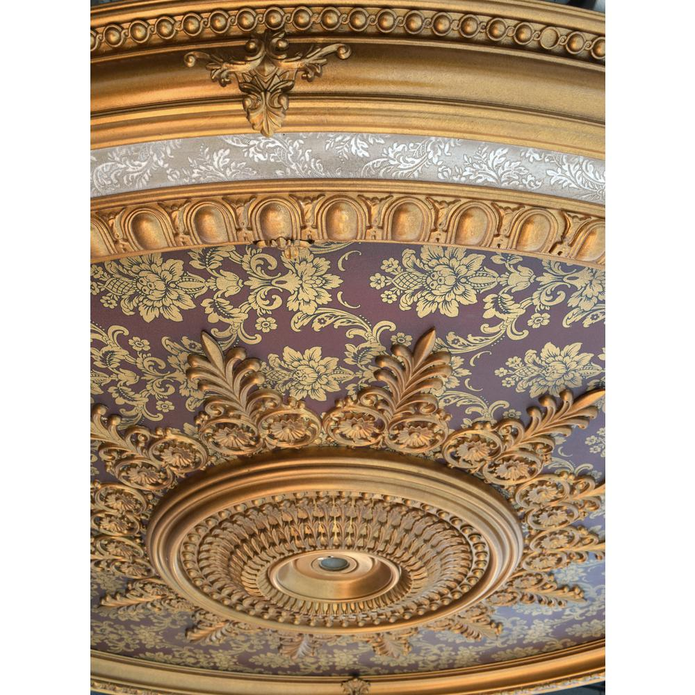 Oval - Exquisite Gold, White & Burgundy Design Chandelier Ceiling Medallion (79" Diameter)