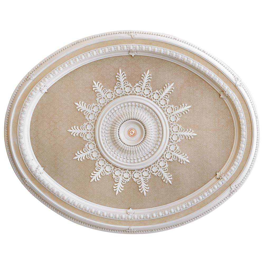 Oval - Exquisite Beige & White Design Chandelier Ceiling Medallion (63" Diameter)