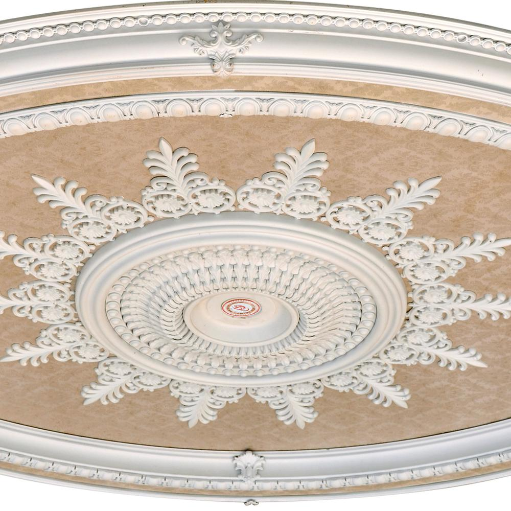 Oval - Exquisite Beige & White Design Chandelier Ceiling Medallion (63" Diameter)