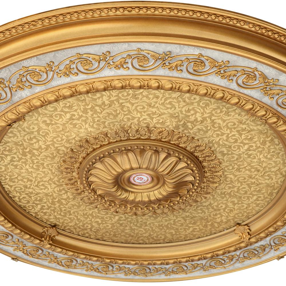 Stunning Gold & Antique White Round Chandelier Ceiling Medallion (60" Diameter)