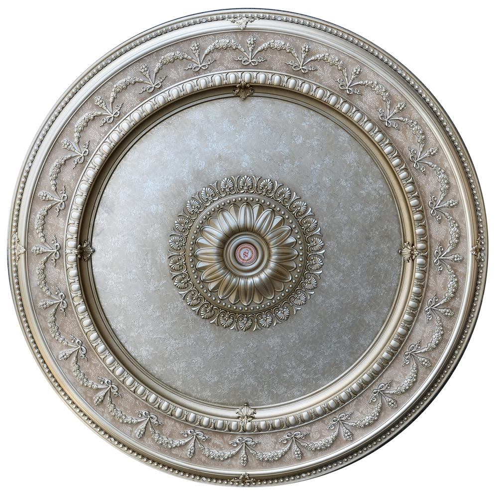 Stunning Champagne Silver and Gold Round Chandelier Ceiling Medallion (63" Diameter)