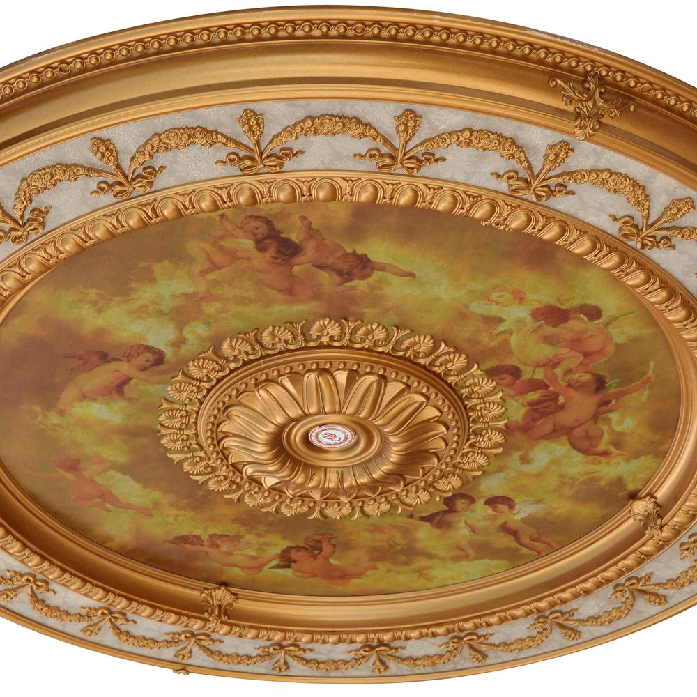 Timelessly Elegant Gold Tone Round Chandelier Ceiling Medallion (63" Diameter)
