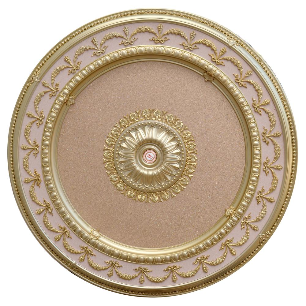 Stunning Rose & Soft Gold Round Chandelier Ceiling Medallion (63" Diameter)