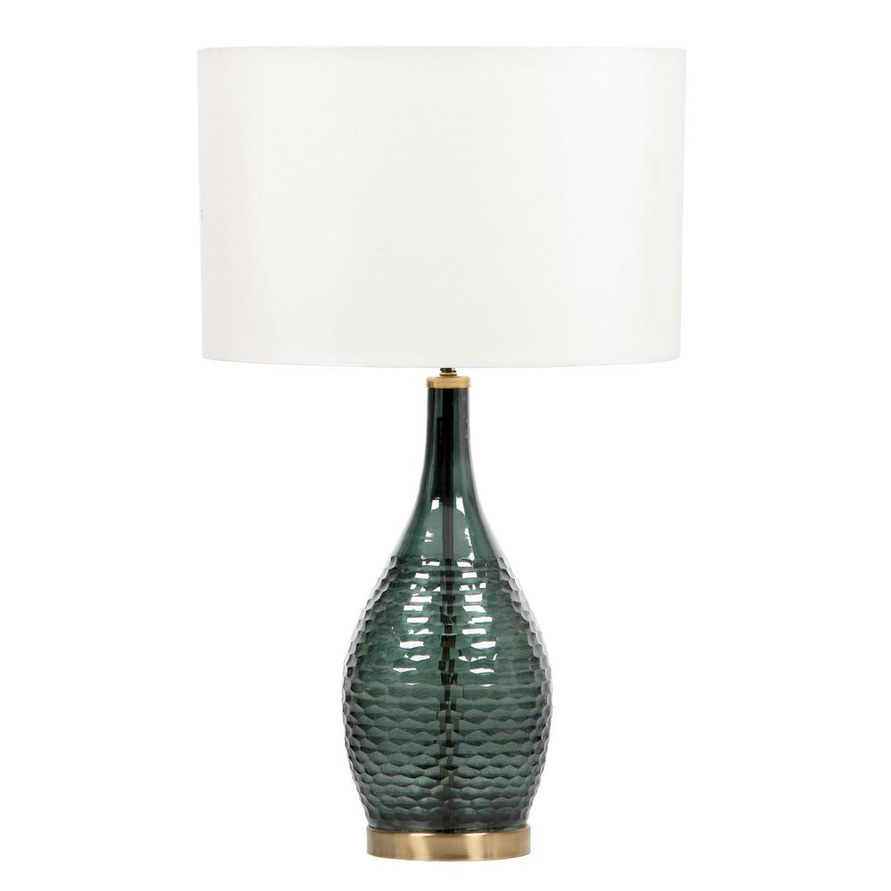 Luxe Blue Glass Table Lamp (27"0
