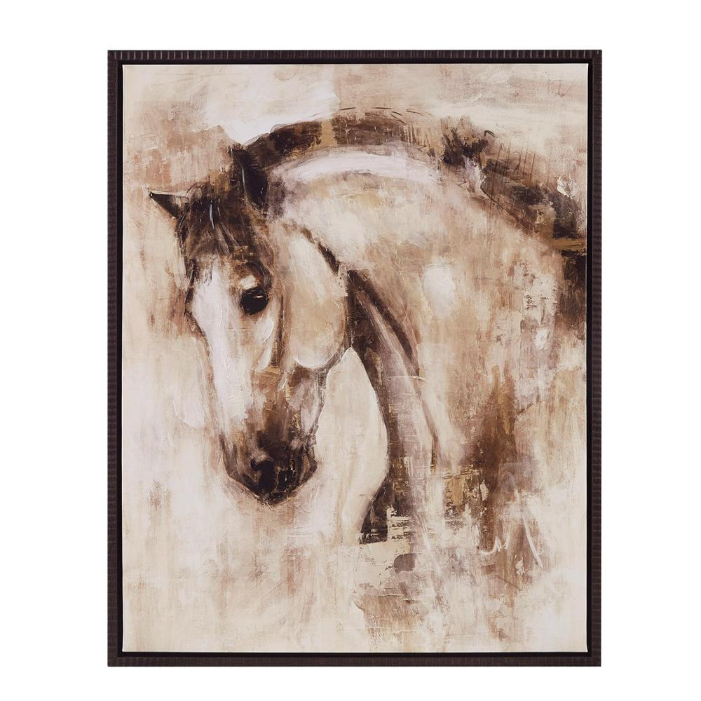 Equestrian Beauty Hand Embellished Canvas Wall Art - Framed (30"x24")
