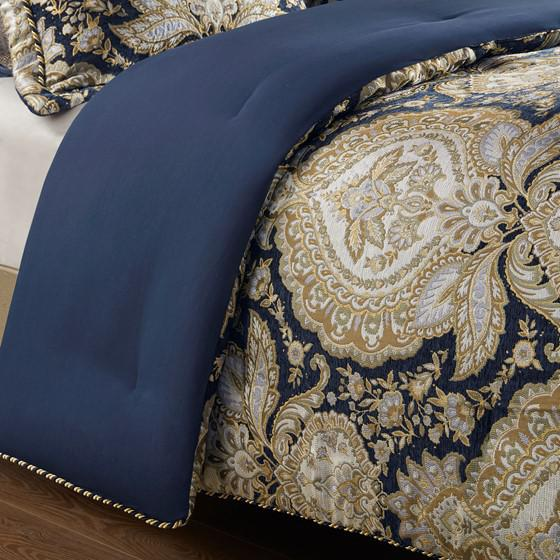 Gold & Navy - Lavish French Inspired Design Comforter Set (4 Piece) King