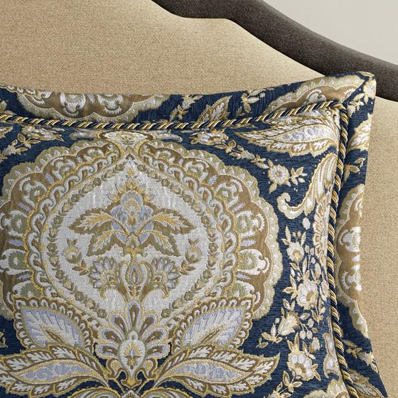 Gold & Navy - Lavish French Inspired Design Comforter Set (4 Piece) King