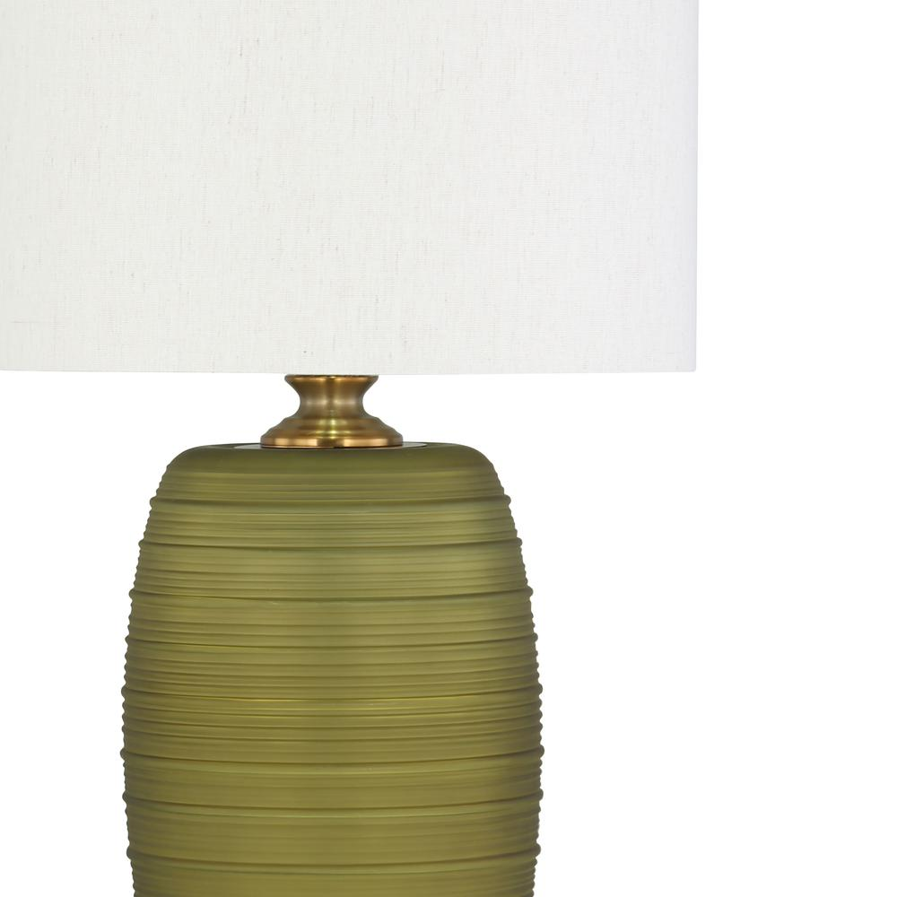 Enchanting Ribbed Green Glass Table Lamp (24")