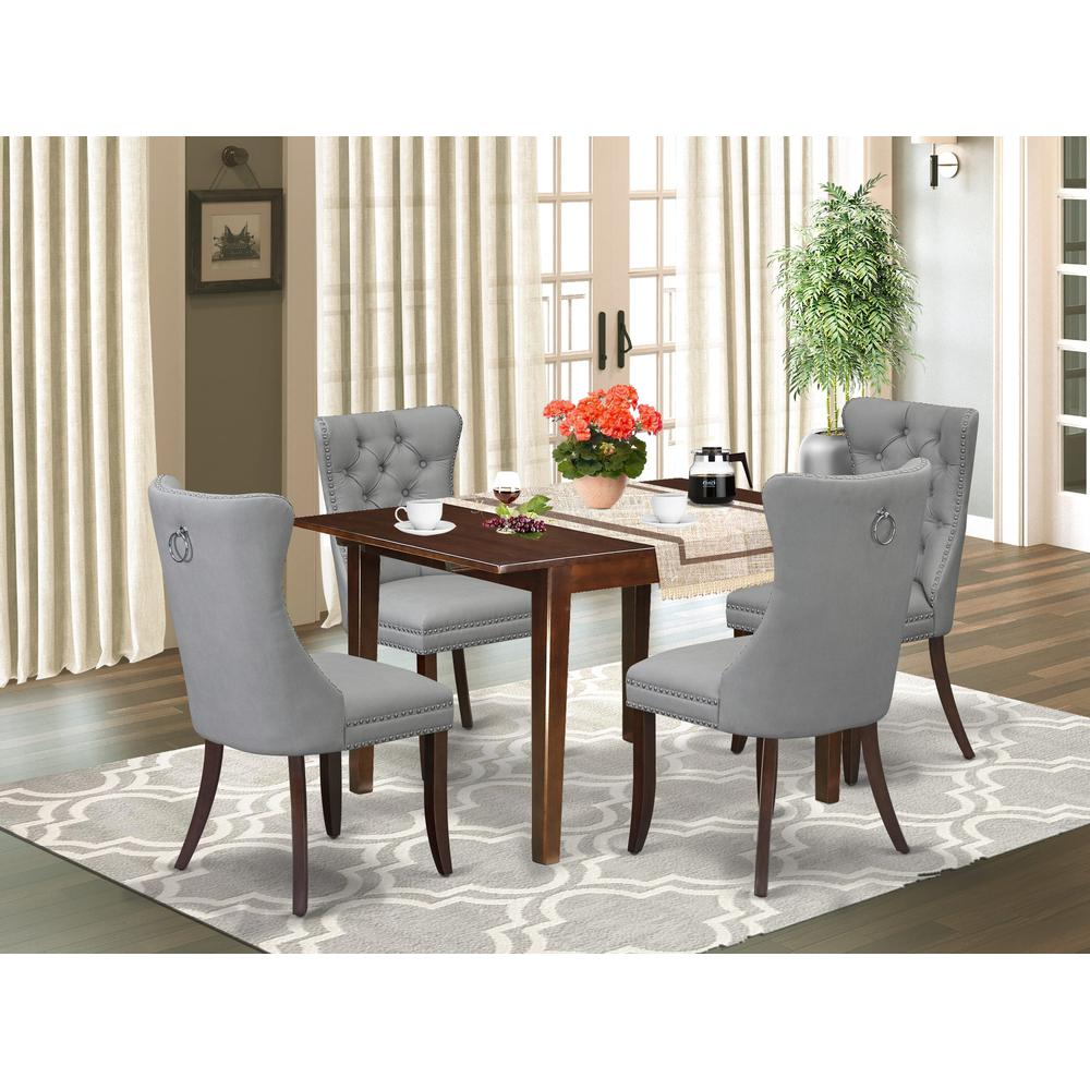 Light Grey/Mahogany - Rectangular Style: Contemporay Elegant Dining Table Set (5 Pc)