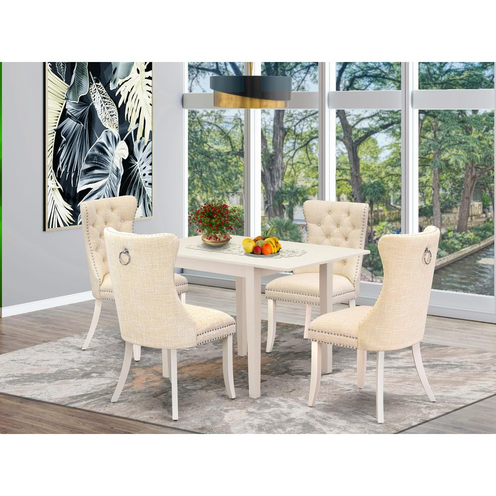 Light Beige/White - Contemporary Fusion Dining Table Set (5 Pc)