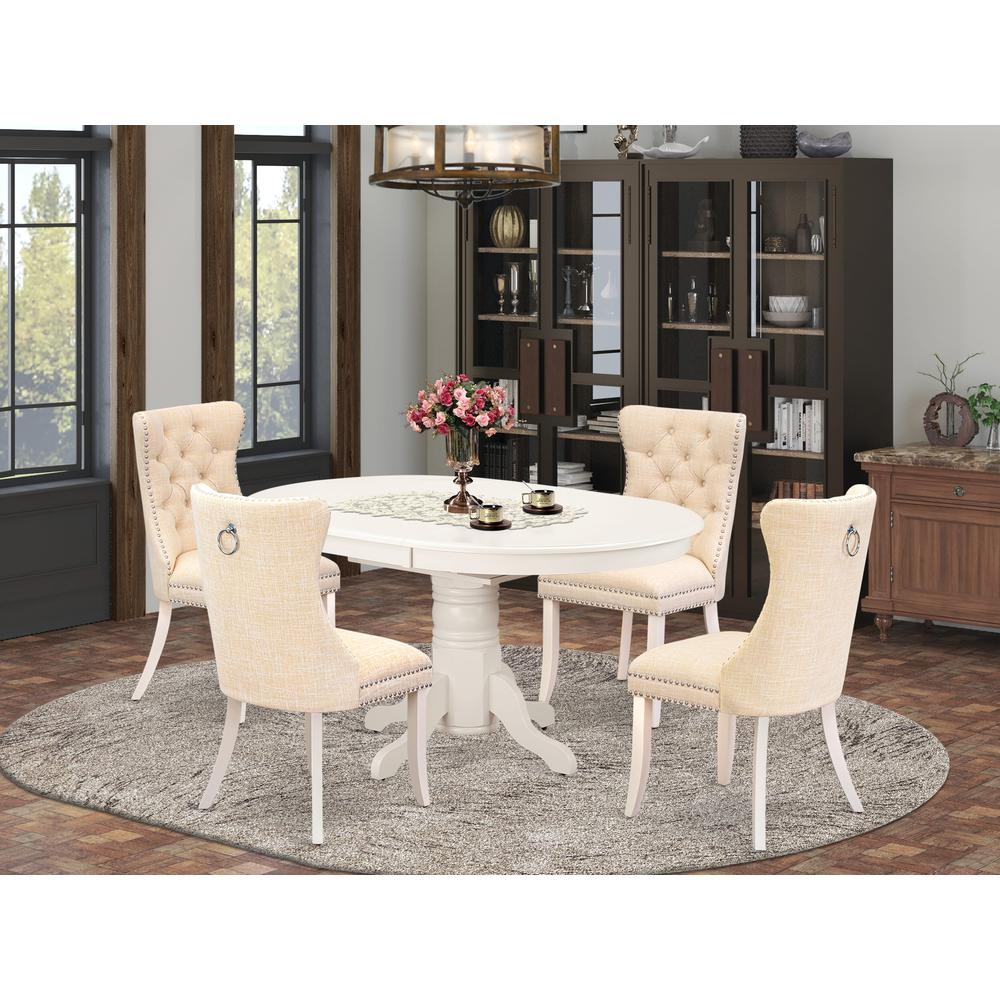 Light Beige - Oval Style: Contemporary Chic Dining Table Set (5 Pc)