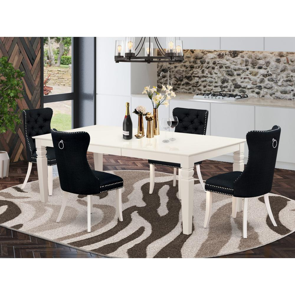 Black/White - Rectangular Style: Contemporary Elegant Dining Table Set (5 Pc)