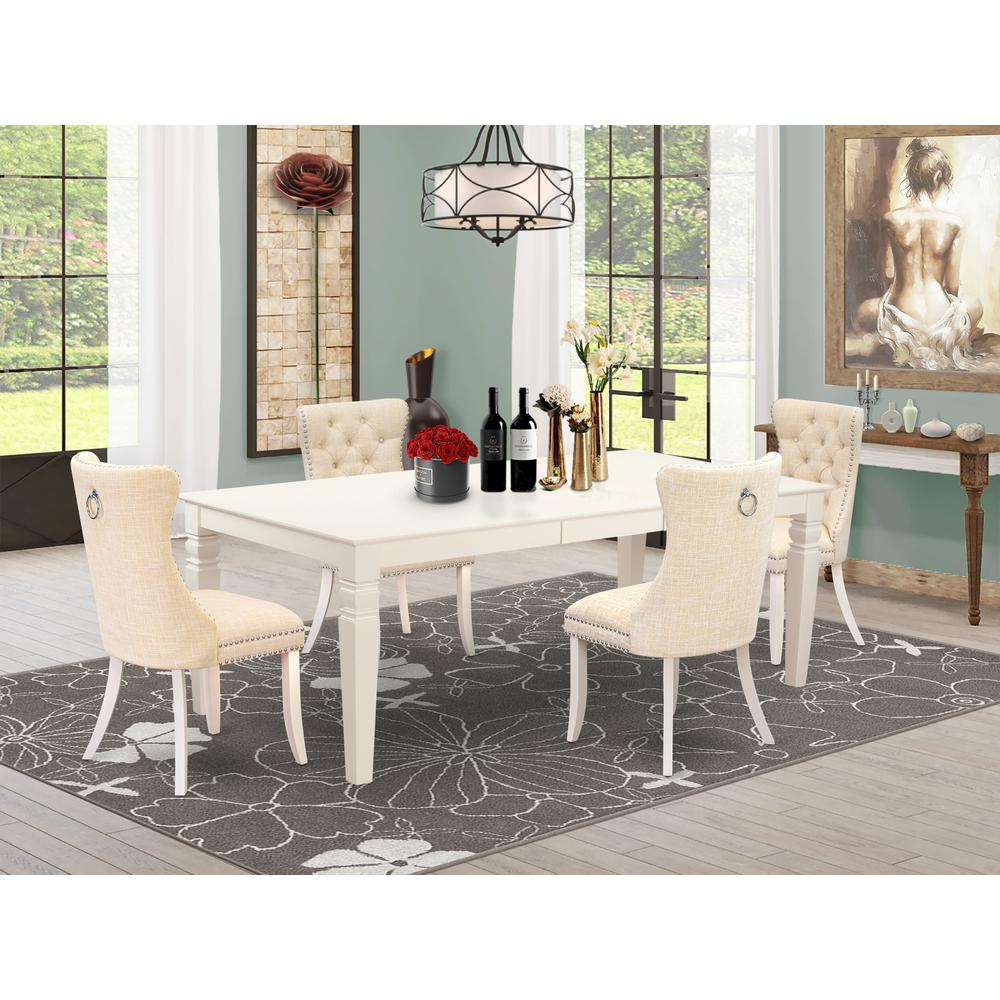 Light Beige/Linen White - Rectangular Style: Contemporary Chic Dining Table Set (5 Pc)