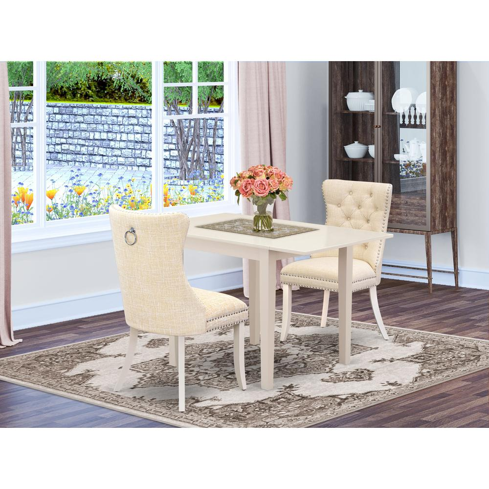 Light Beige/White - Rectangular Style: Modern Elegant Dining Table Set (3 Pc)