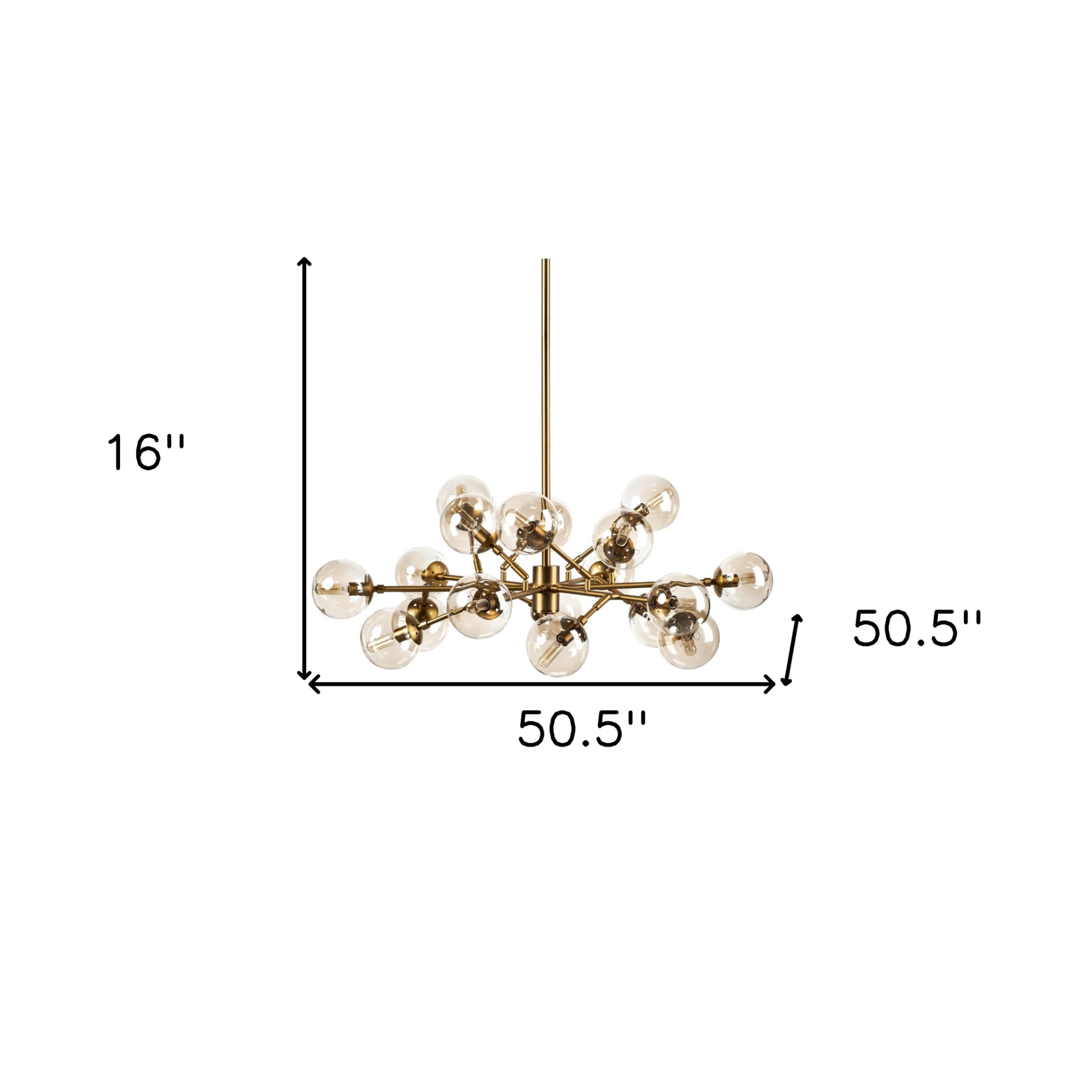 Gold - Contemporary Eighteen Bulb Hanging Chandelier (50.5"W x 16.0"H)
