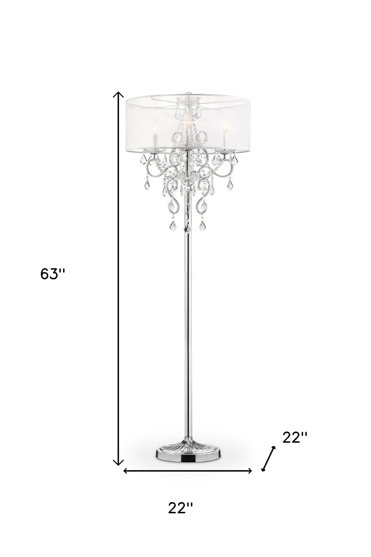 White - Classic Three Light Candelabra Floor Lamp (63"H)