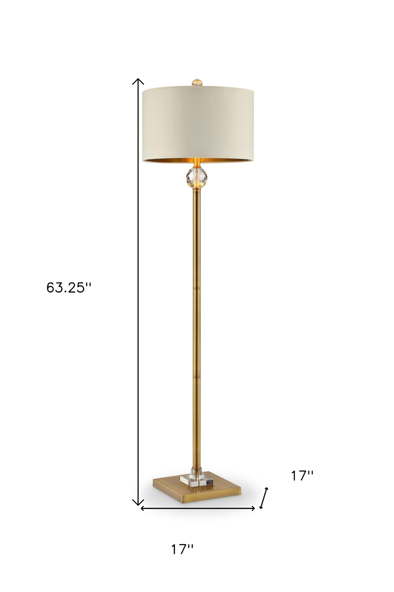 Timeless Gold Base Floor Lamp With Off-White Shade (63.25'H)
