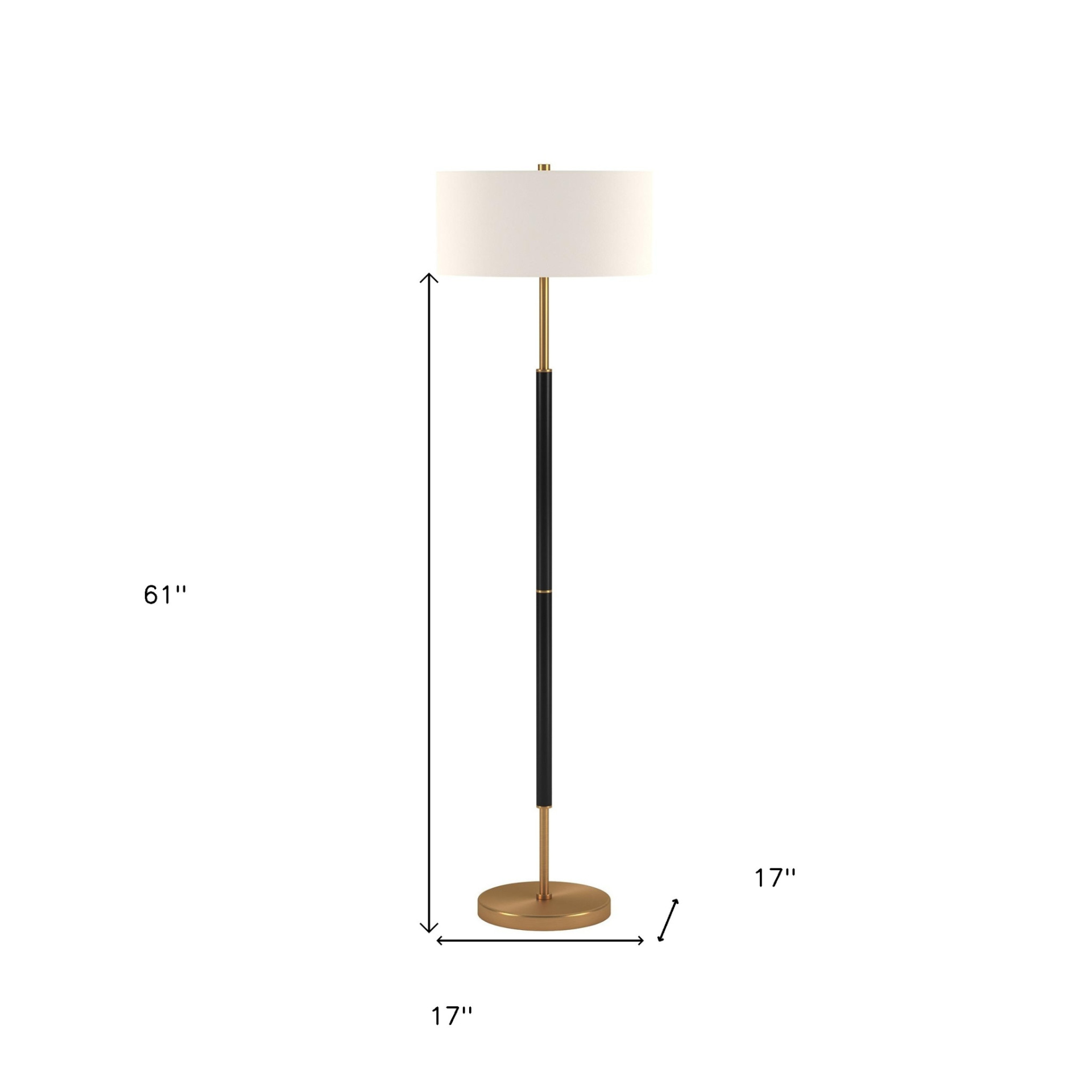 Classic Two Light Floor Lamp With Black & Brass Tone (61"H)