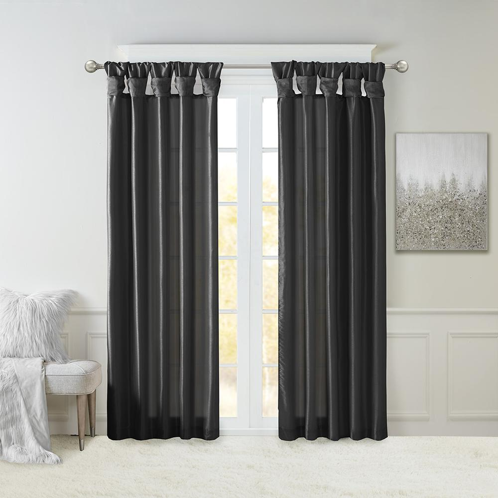 Black - Elegant Twist Tab Curtain Panel (120")