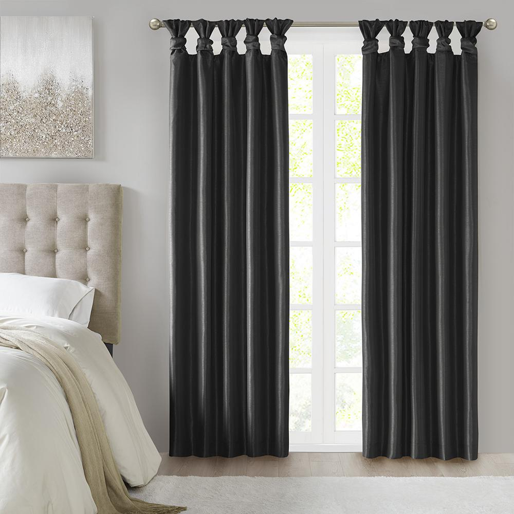 Black - Elegant Twist Tab Blackout Curtain Panel (84")