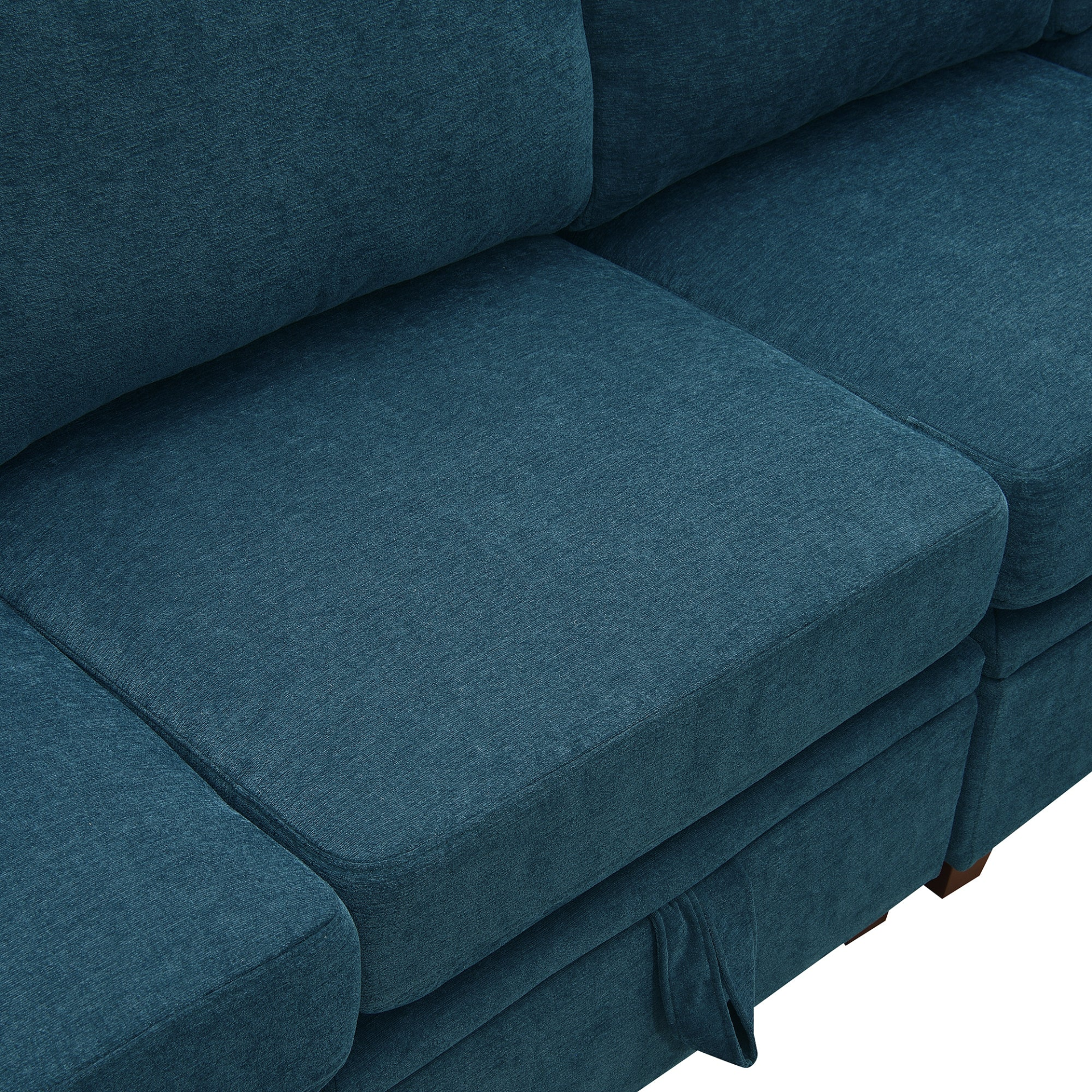 Blue - Trendy U-Shaped 6-Seat Chenille Modular Sectional Sofa with Storage, Adjustable Armrests and Backrests (109"x54")