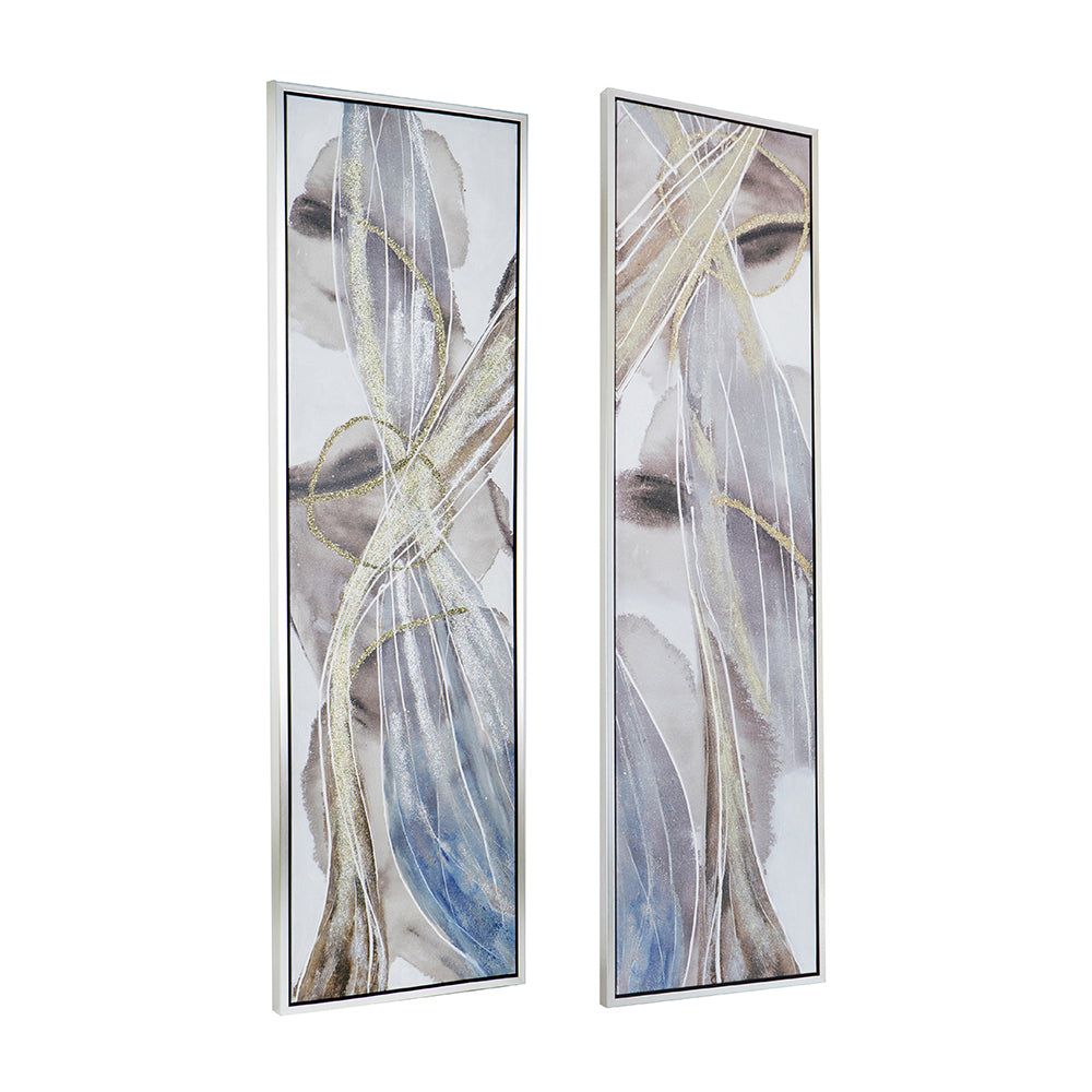 Contemporary Soothing Abstract Wall Art Oil Painting Canvas - 2 Piece (20" x 71")