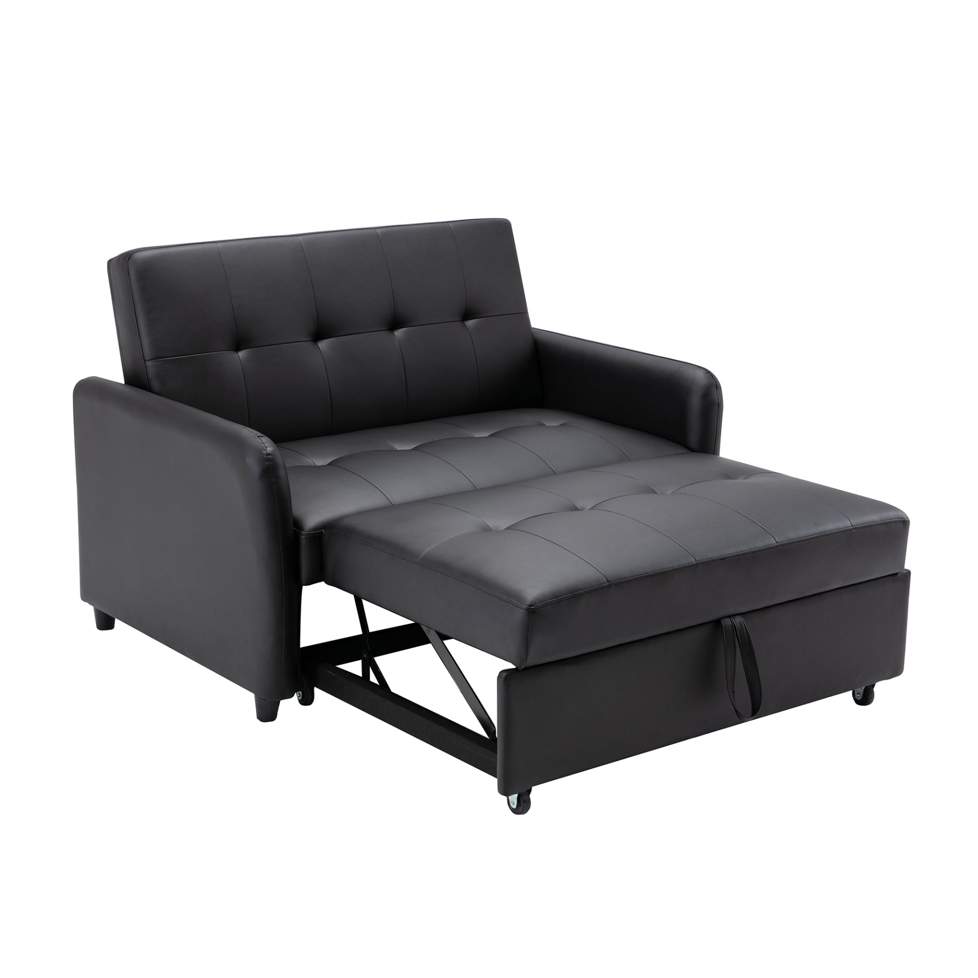 Black - Smart Rest Convertible Armchair Sofa Bed With Dual USB Ports (51.5")