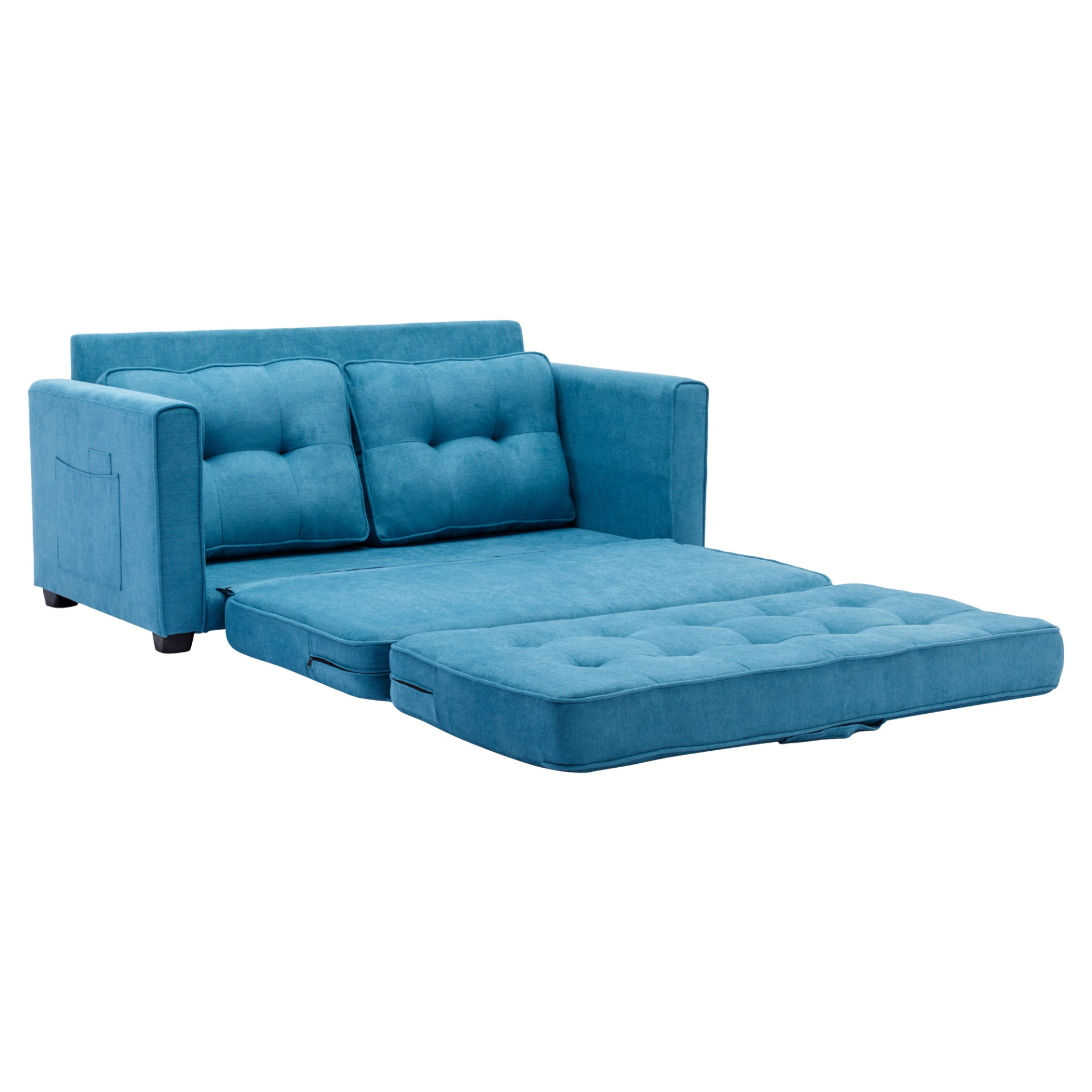 Bright Blue - Contemporary Loveseat Style Sofa with Pull-Out Bed (59")