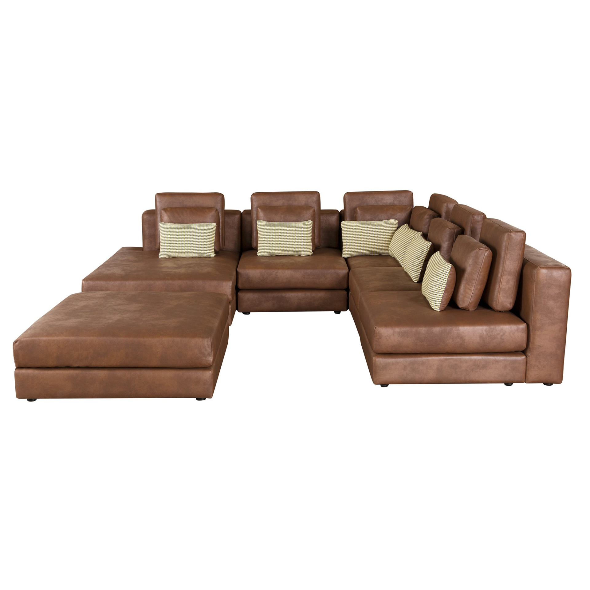 Brown - Chic Modular Sectional Sofa With Movable Ottoman (112.7" x 103")