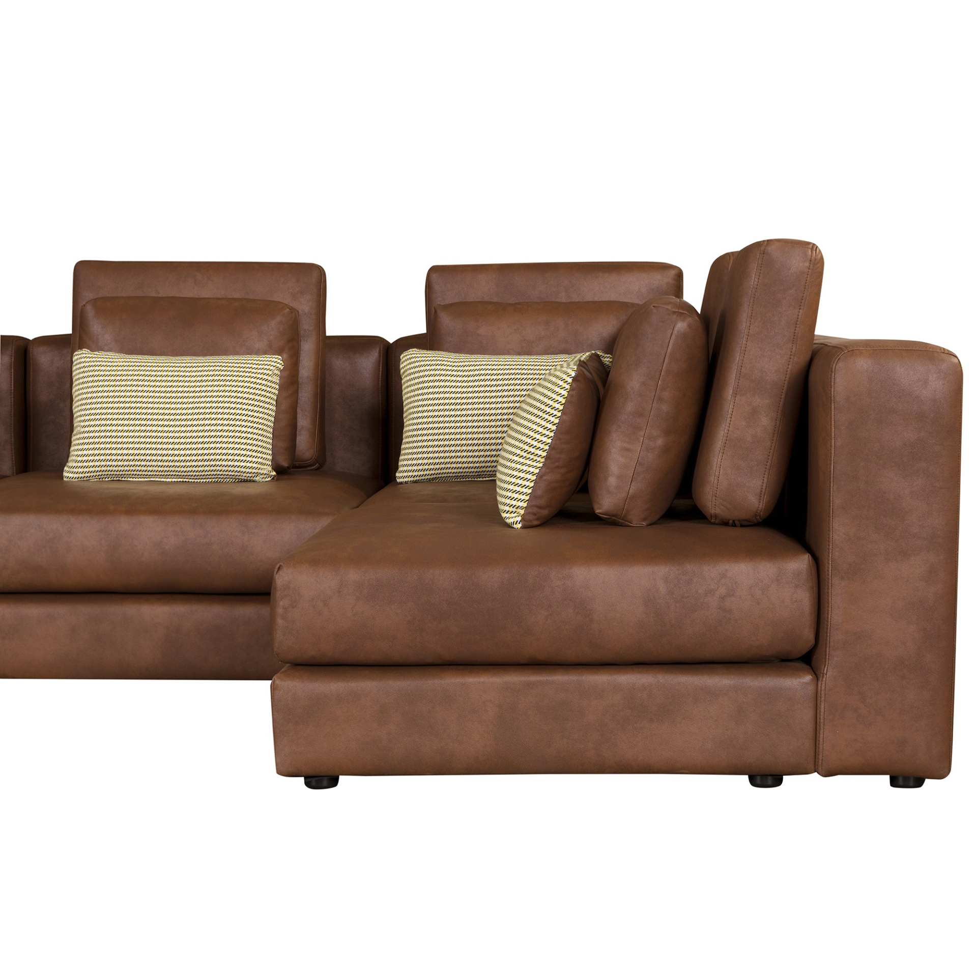 Brown - Chic Modular Sectional Sofa With Movable Ottoman (112.7" x 103")