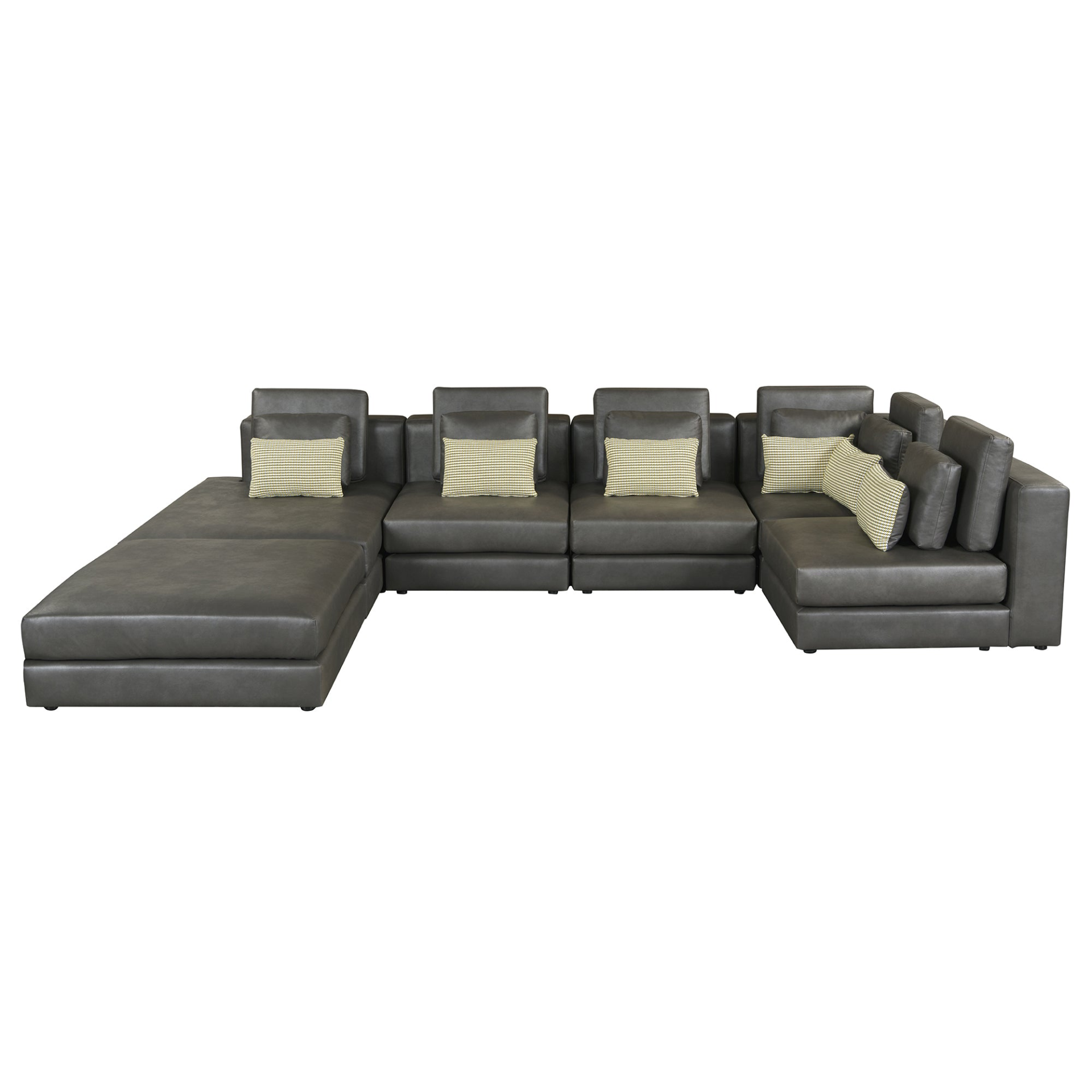 Black - Chic Modular Sectional Sofa With Movable Ottoman (112.7" x 103")