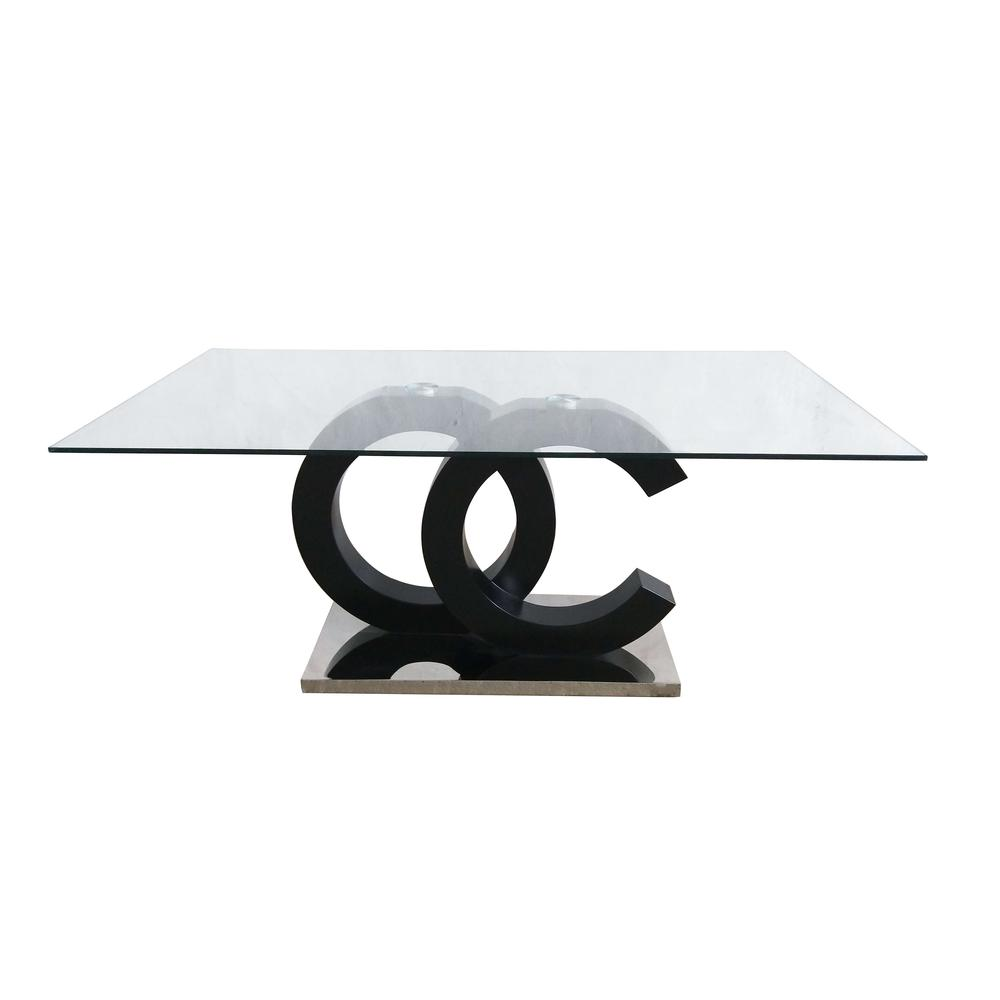 Urban Edge Matte Black Glass Top Dining Table