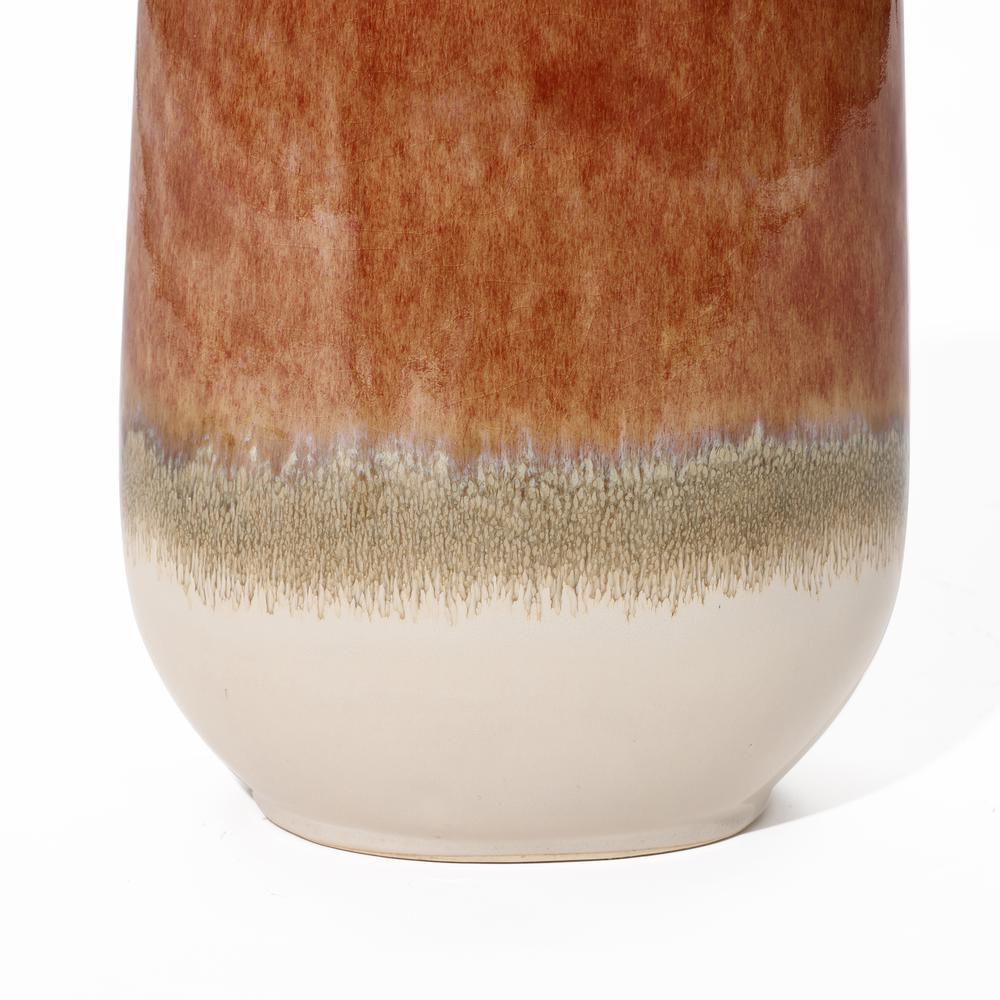Earth Tones 15.4-Inch Tall Round Stoneware Vase