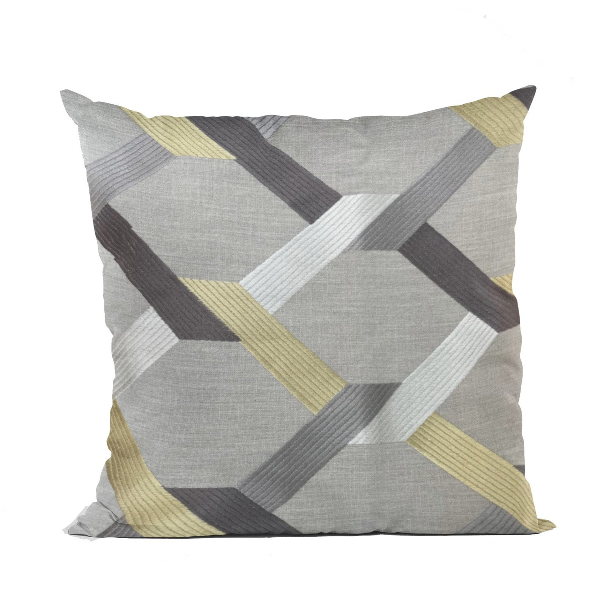 Golden Taupe Geometric Link Luxury Pillow (Multiple Size)